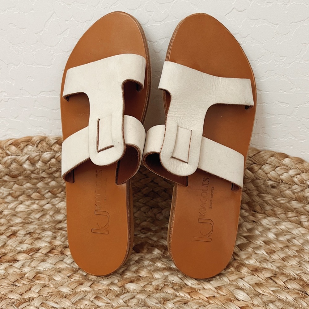 K. Jacques St. Tropez Slide Sandal In Nubuck Linen